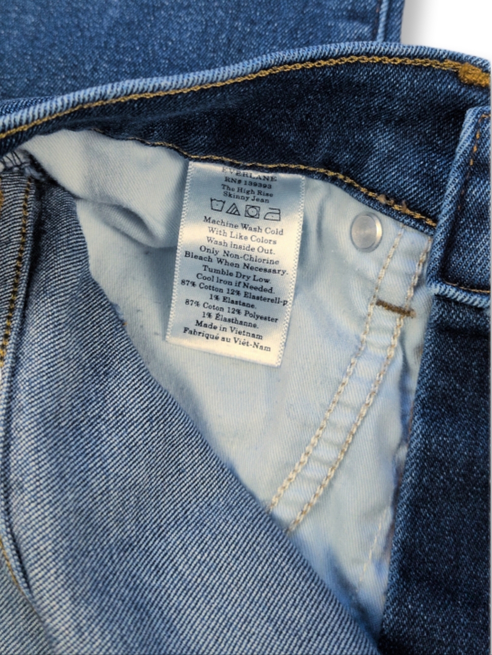 Everlane The High Rise Skinny Medium Wash Blue Jeans Size 25 R - Imperfect - Picture 6 of 6